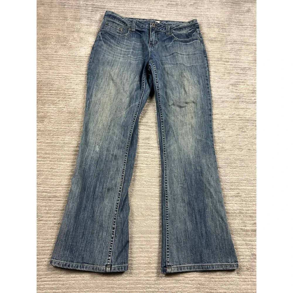 Maurices Jeans Women 7/8 Short Blue Taylor Boot Medium Wash Mid‎ Rise Bootcut